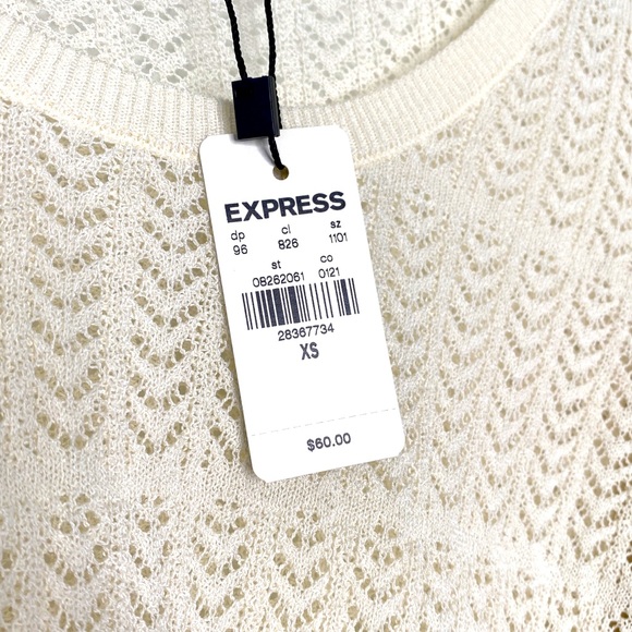 EXPRESS SHORT SLEEVE CREAM SWEATER SZ XS - Picture 4 of 9